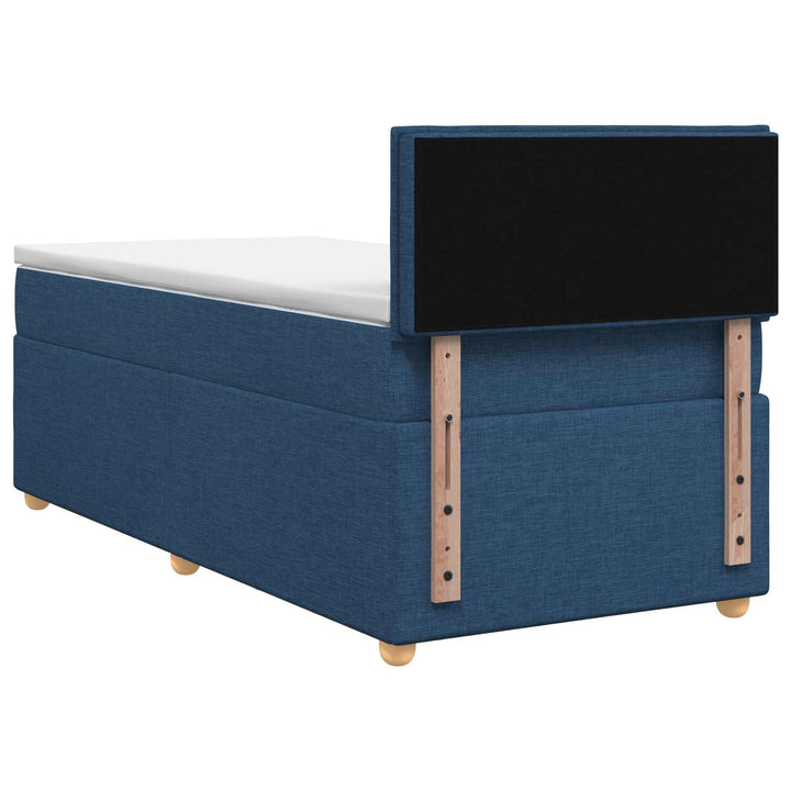 Boxmadras med topmadras med hovedgærde Blå 100 x 200 cm Stof