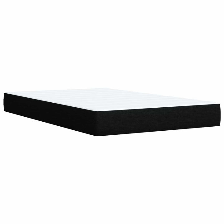 Boxmadras med topmadras med hovedgærde Sort 120 x 190 cm Stof