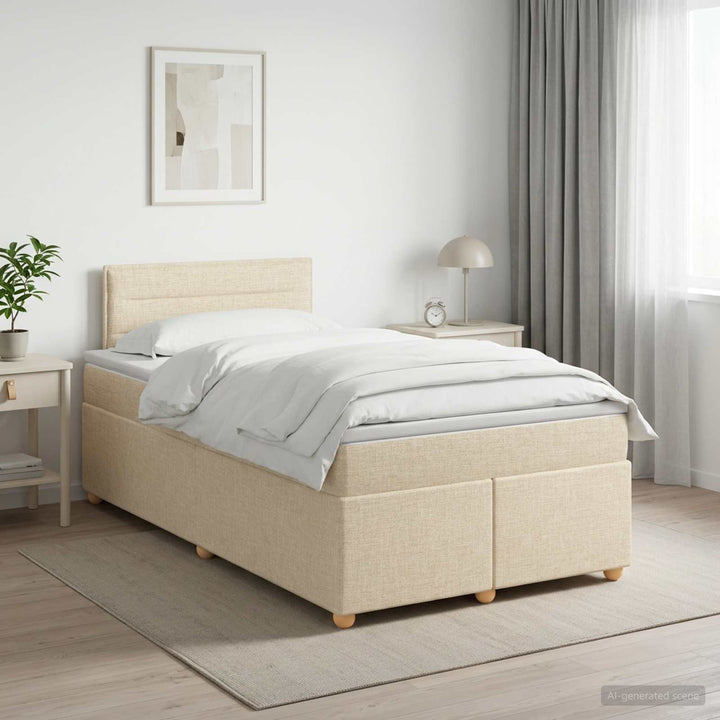 Boxmadras med topmadras Cremefarvet 120 x 190 cm Stof