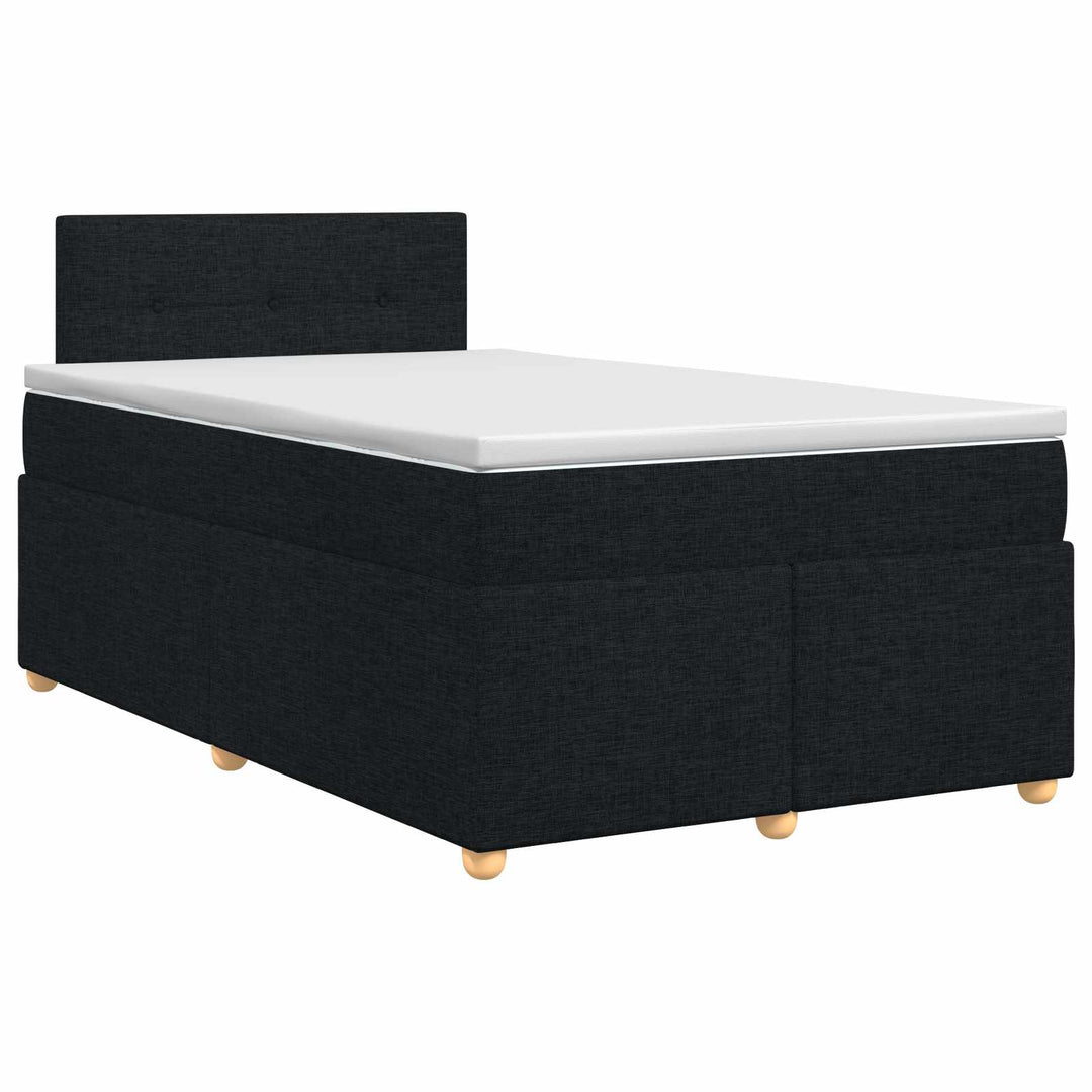 Boxmadras med topmadras med hovedgærde Sort 120 x 190 cm Stof