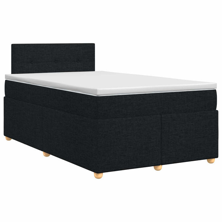 Boxmadras med topmadras med hovedgærde Sort 120 x 190 cm Stof