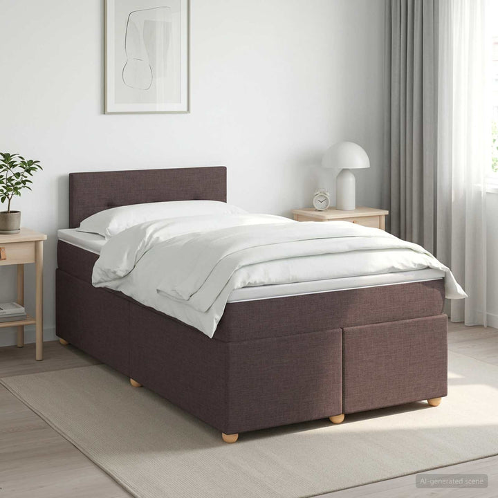 Boxmadras med topmadras Mørk Brun 120 x 200 cm Stof