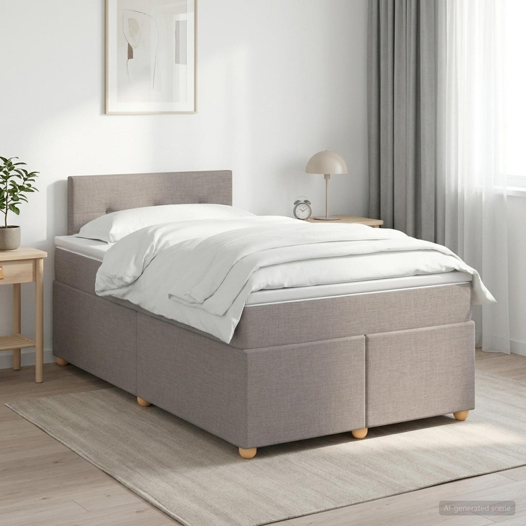 Boxmadras med topmadras Gråbrun 120 x 190 cm Stof