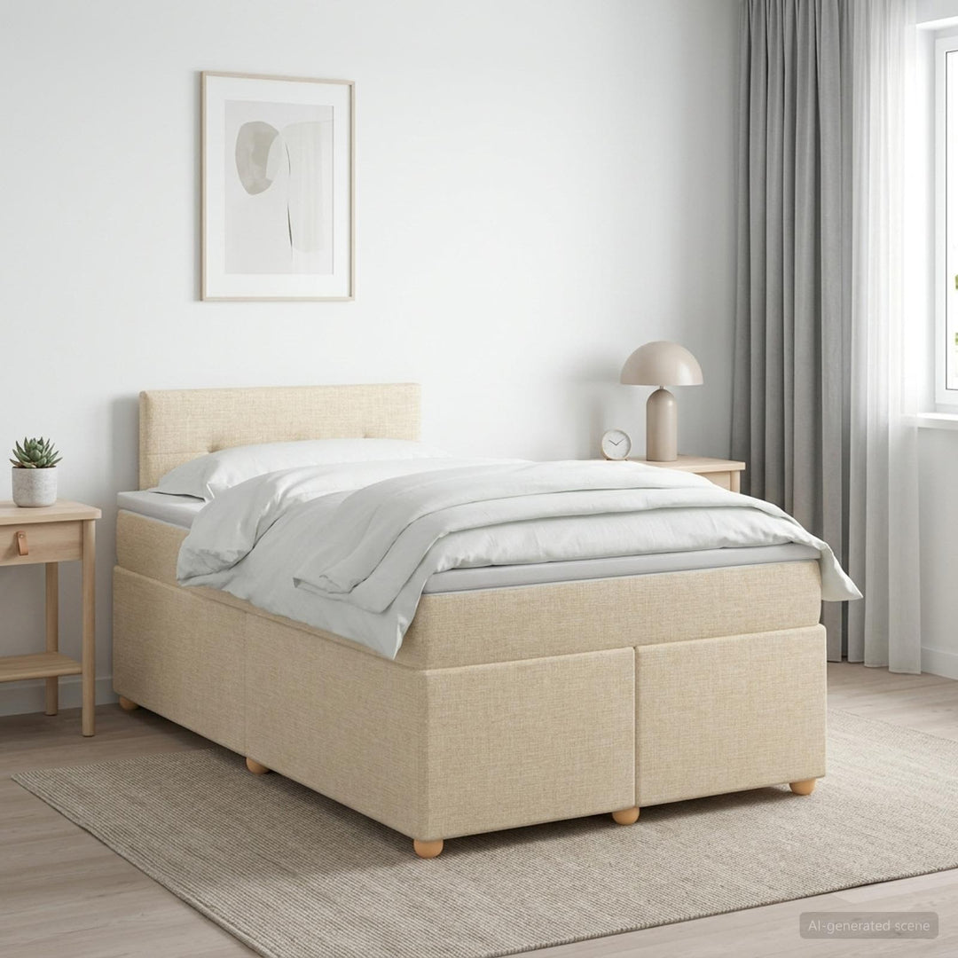 Boxmadras med topmadras Cremefarvet 120 x 200 cm Stof