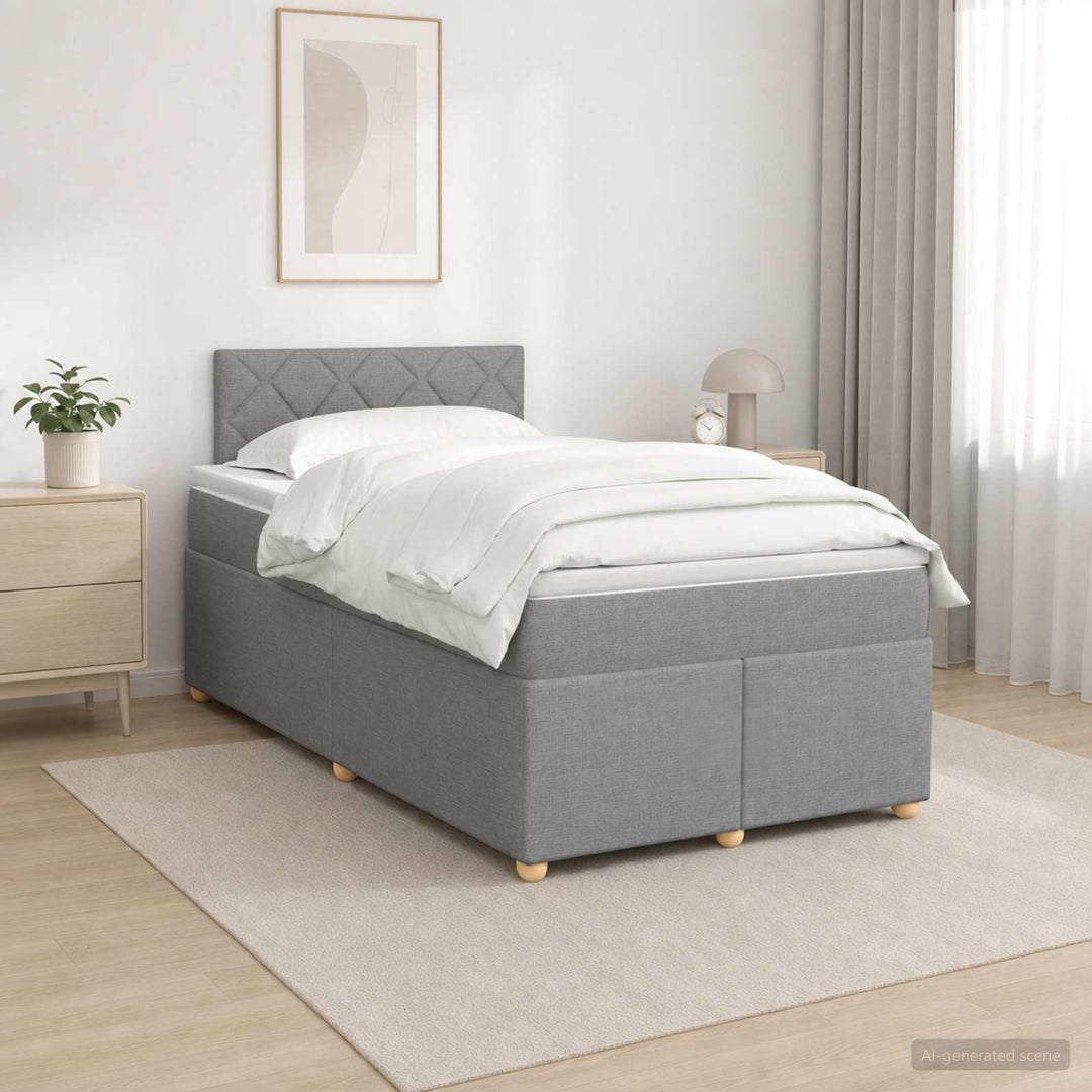 Boxmadras med topmadras Lysegrå 120 x 190 cm Stof