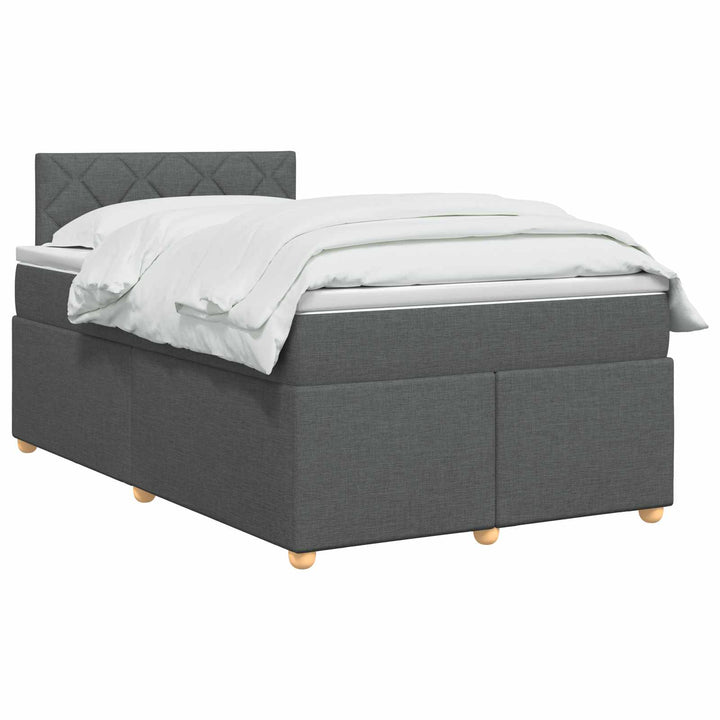 Boxmadras med topmadras Mørkegrå 120 x 190 cm Stof