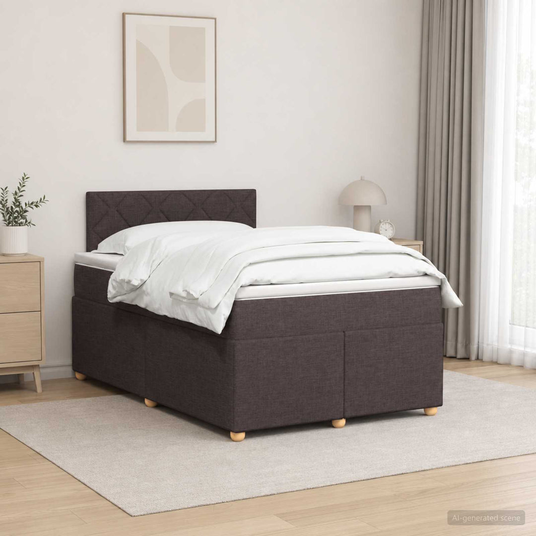 Boxmadras med topmadras Mørk Brun 120 x 190 cm Stof