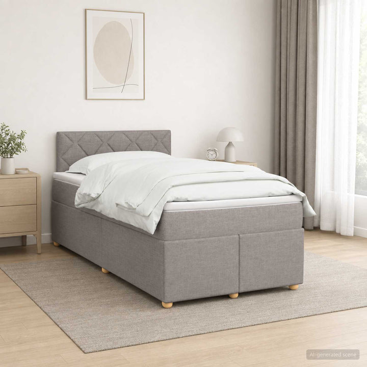 Boxmadras med topmadras Gråbrun 120 x 200 cm Stof