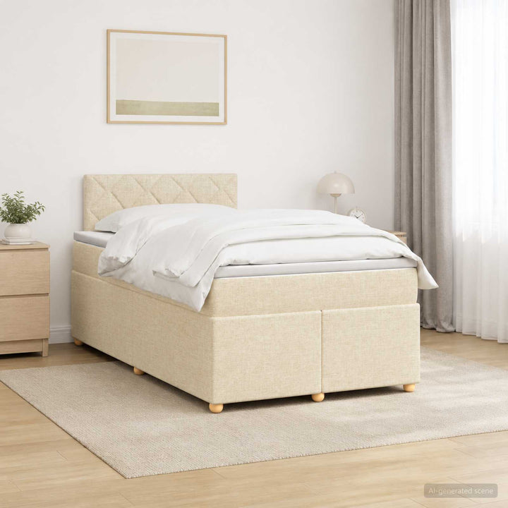 Boxmadras med topmadras Cremefarvet 120 x 200 cm Stof