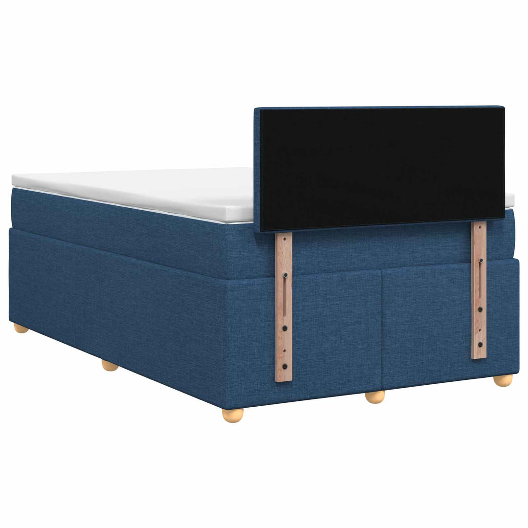 Boxmadras med topmadras med hovedgærde Blå 120 x 190 cm Stof
