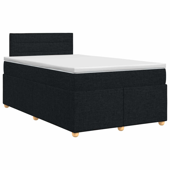 Boxmadras med topmadras med hovedgærde Sort 120 x 200 cm Stof