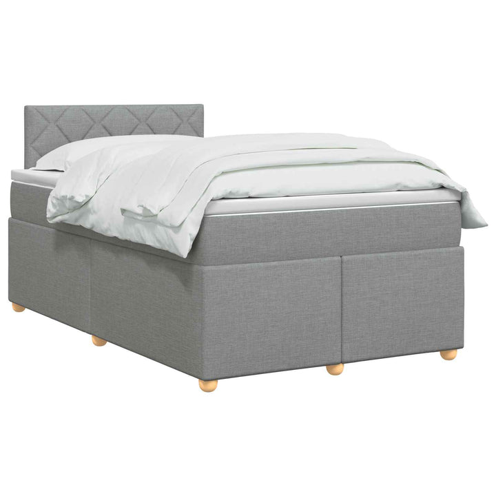 Boxmadras med topmadras Lysegrå 120 x 200 cm Stof