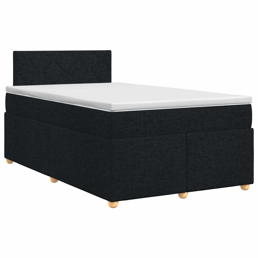 Boxmadras med topmadras med hovedgærde Sort 120 x 200 cm Stof