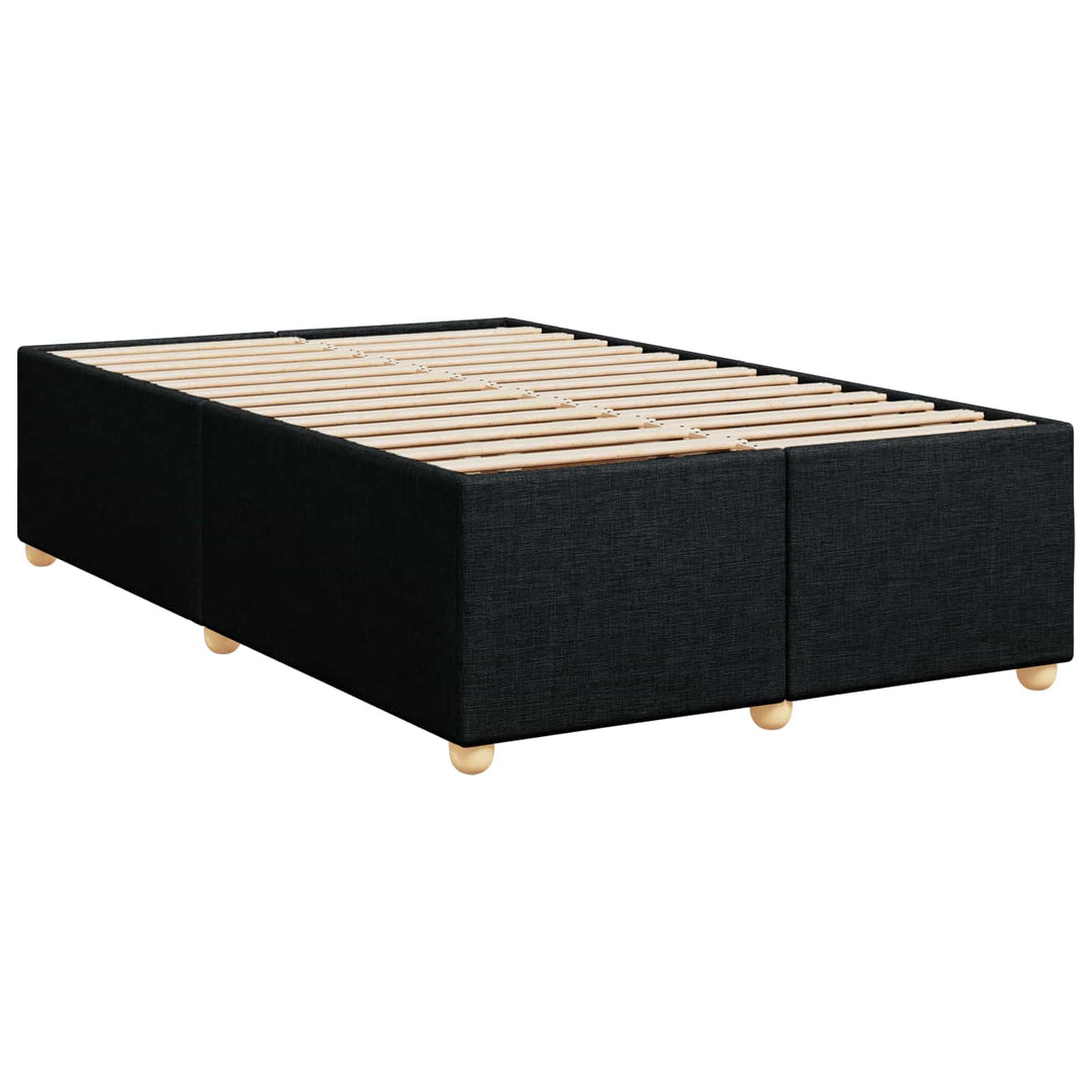 Boxmadras med topmadras med hovedgærde Sort 120 x 200 cm Stof