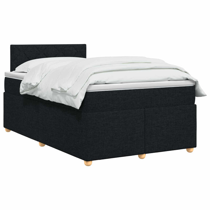 Boxmadras med topmadras med hovedgærde Sort 120 x 200 cm Stof