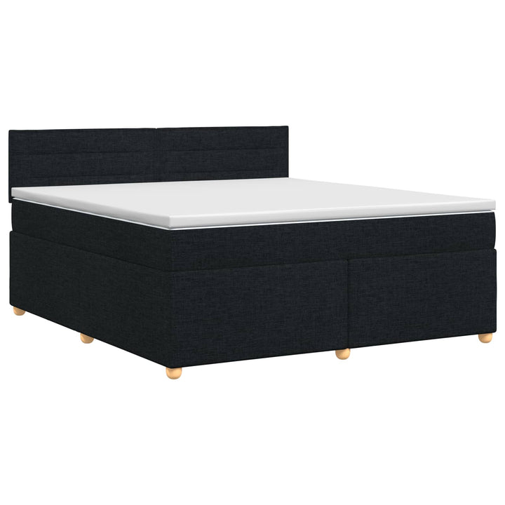 Boxmadras med topmadras med hovedgærde Sort 140 x 190 cm Stof