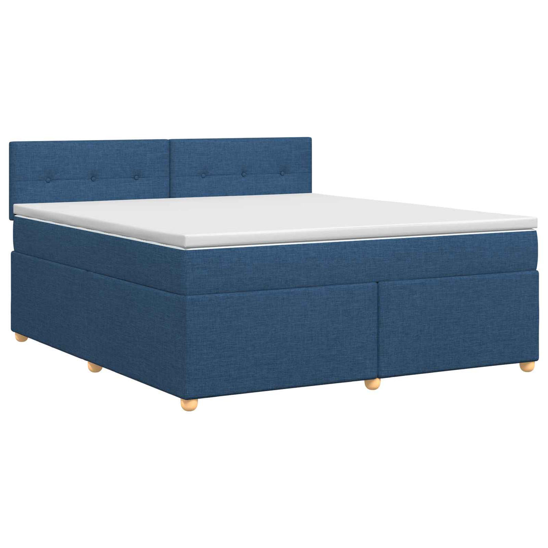 Boxmadras med topmadras med hovedgærde Blå 140 x 190 cm Stof