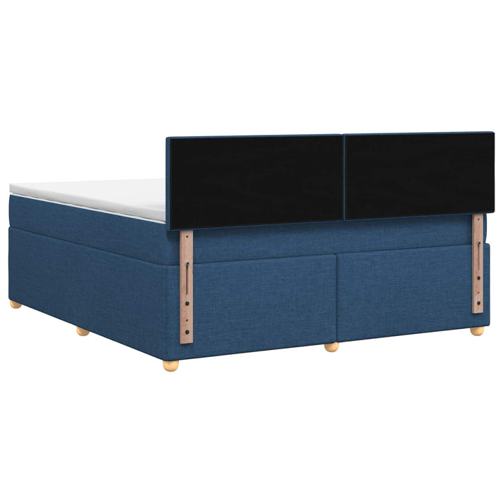 Boxmadras med topmadras med hovedgærde Blå 140 x 190 cm Stof