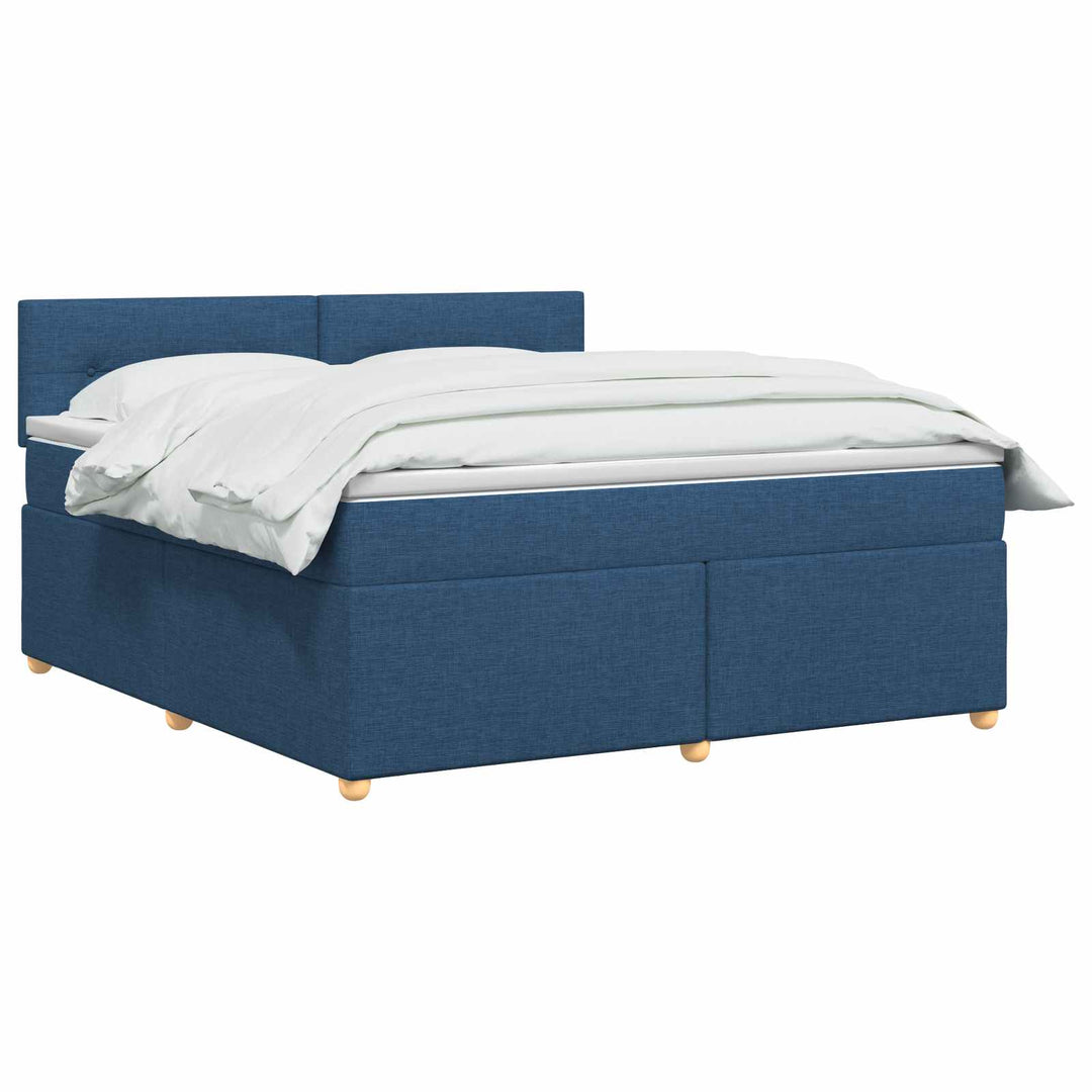 Boxmadras med topmadras med hovedgærde Blå 140 x 190 cm Stof
