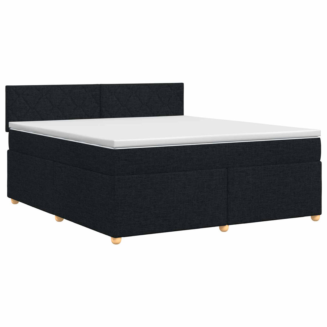 Boxmadras med topmadras med hovedgærde Sort 140 x 190 cm Stof