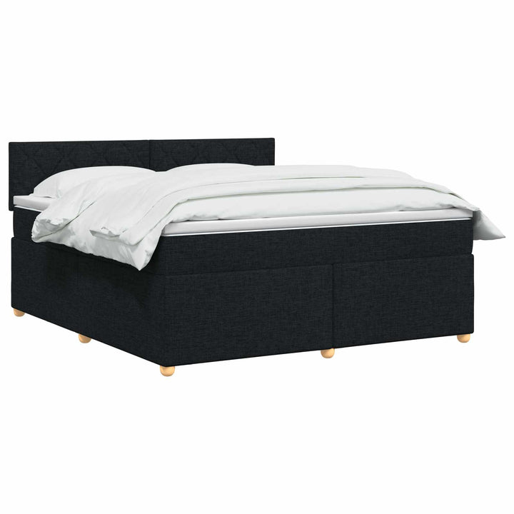 Boxmadras med topmadras med hovedgærde Sort 140 x 190 cm Stof