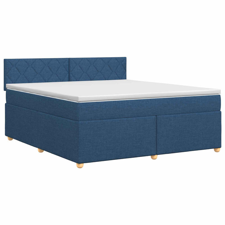 Boxmadras med topmadras med hovedgærde Blå 140 x 190 cm Stof