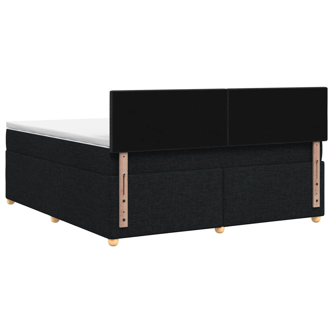 Boxmadras med topmadras med hovedgærde Sort 140 x 200 cm Stof