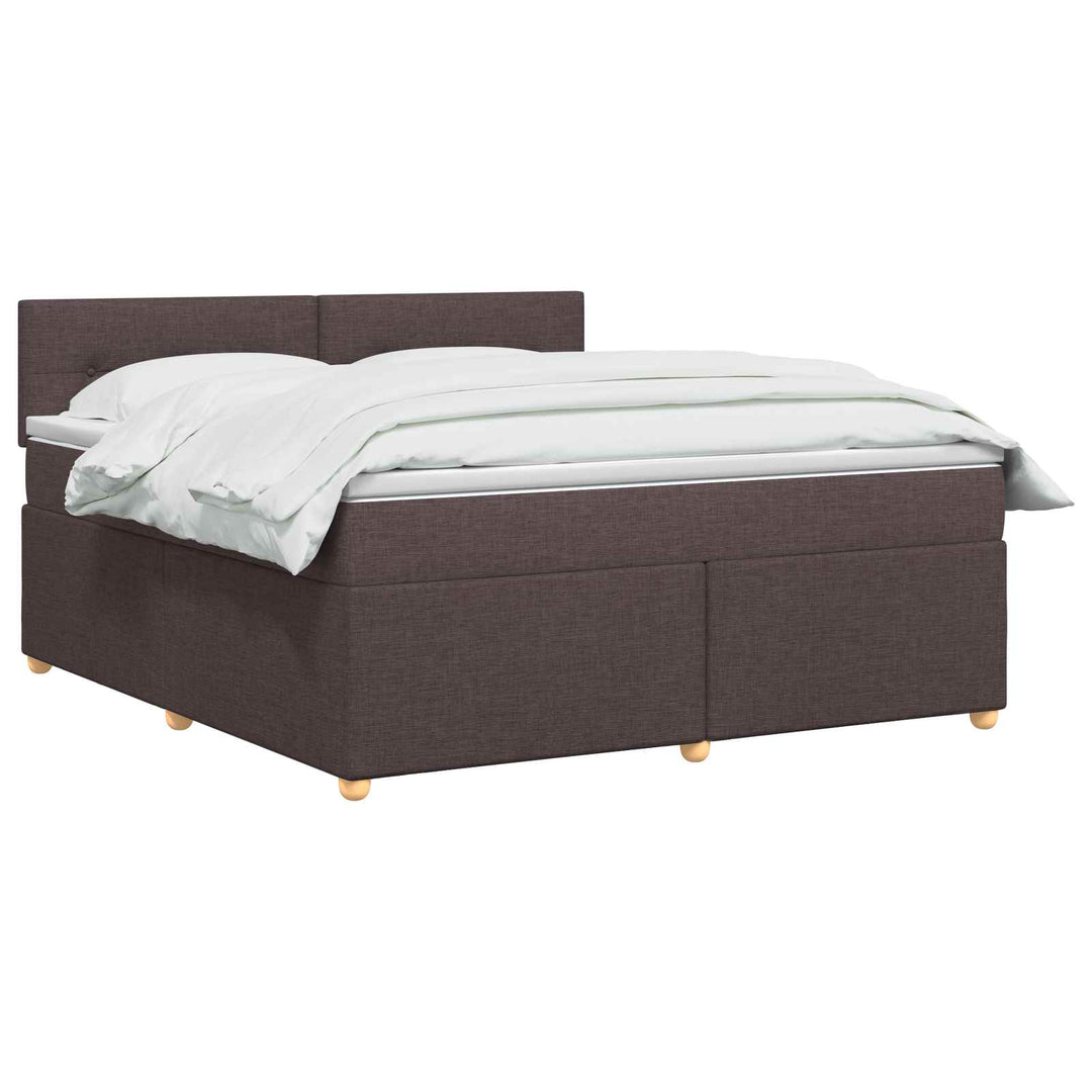 Boxmadras med topmadras Mørk Brun 140 x 200 cm Stof