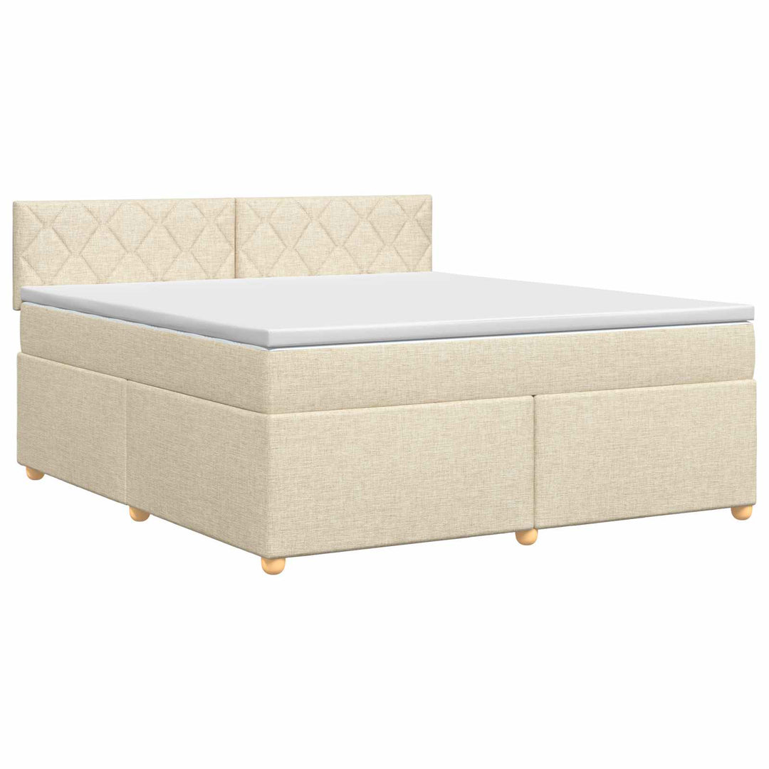 Boxmadras med topmadras Cremefarvet 160 x 200 cm Stof