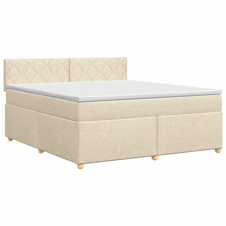 Boxmadras med topmadras Cremefarvet 160 x 200 cm Stof