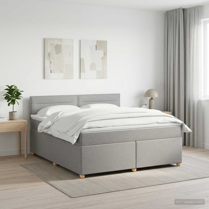 Boxmadras med topmadras Lysegrå 140 x 200 cm Stof