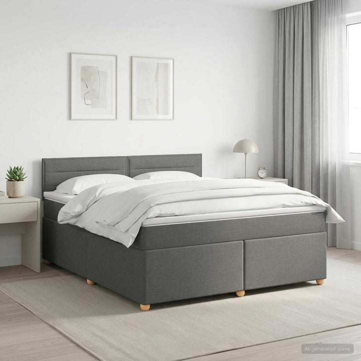 Boxmadras med topmadras Mørkegrå 140 x 190 cm Stof