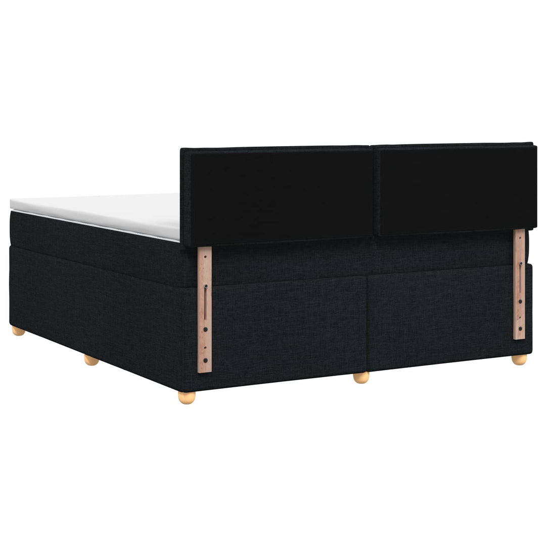 Boxmadras med topmadras med hovedgærde Sort 180 x 200 cm Stof