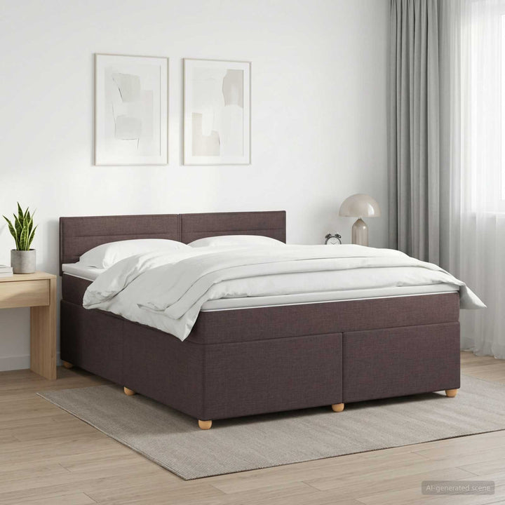 Boxmadras med topmadras Mørk Brun 140 x 200 cm Stof
