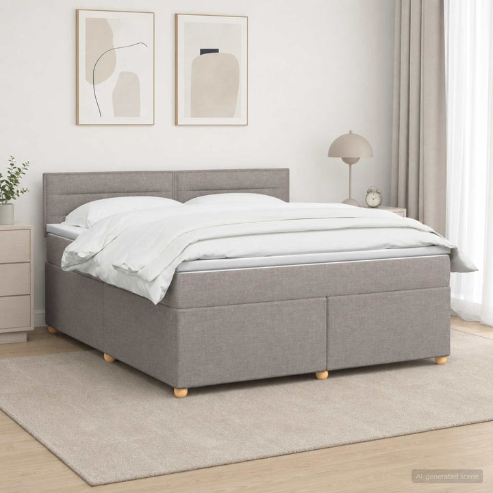 Boxmadras med topmadras Gråbrun 140 x 200 cm Stof