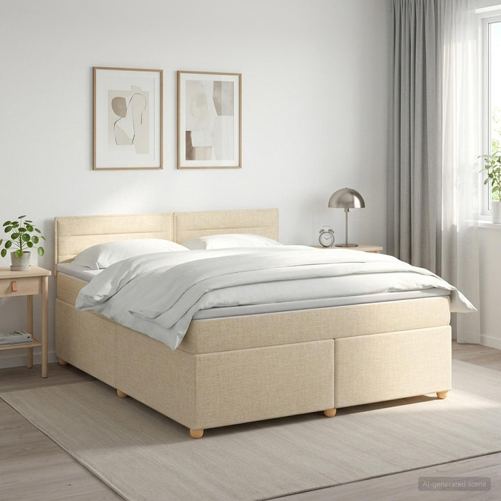 Boxmadras med topmadras Cremefarvet 140 x 200 cm Stof