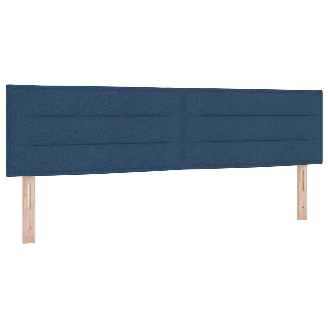 Boxmadras med topmadras med hovedgærde Blå 180 x 200 cm Stof