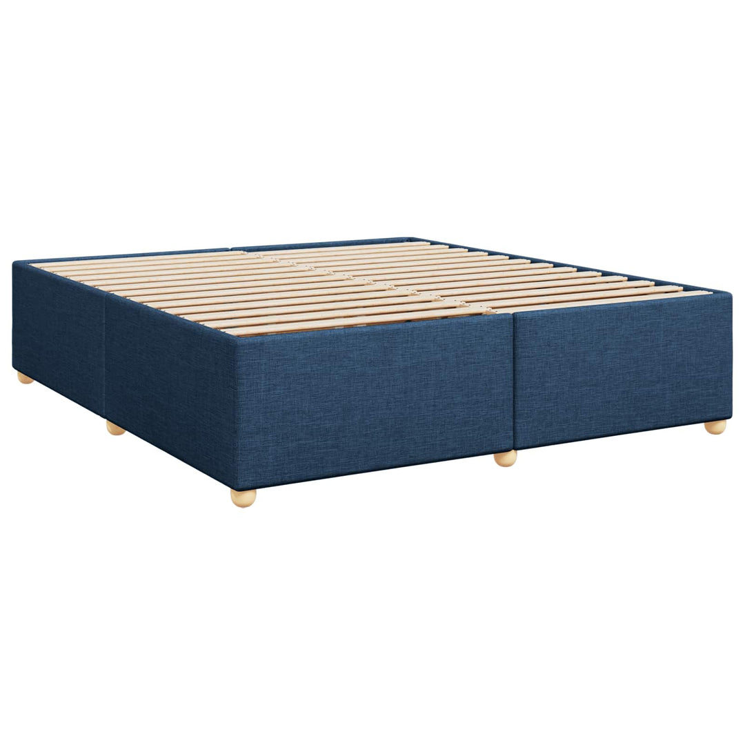Boxmadras med topmadras med hovedgærde Blå 180 x 200 cm Stof