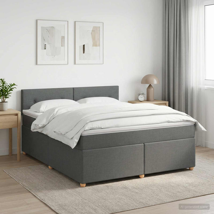 Boxmadras med topmadras Mørkegrå 160 x 200 cm Stof