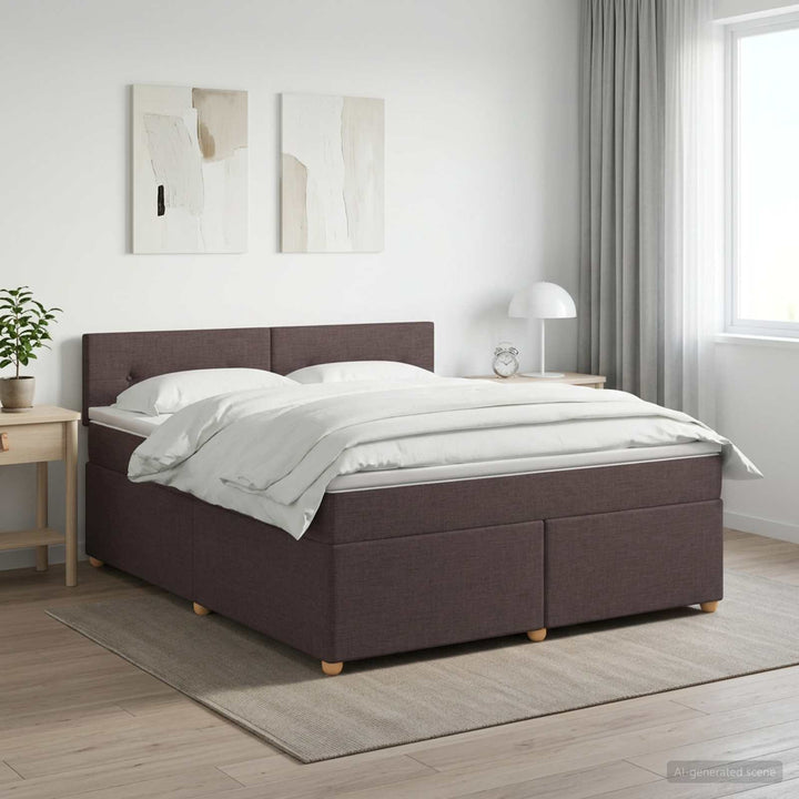 Boxmadras med topmadras Mørk Brun 140 x 200 cm Stof