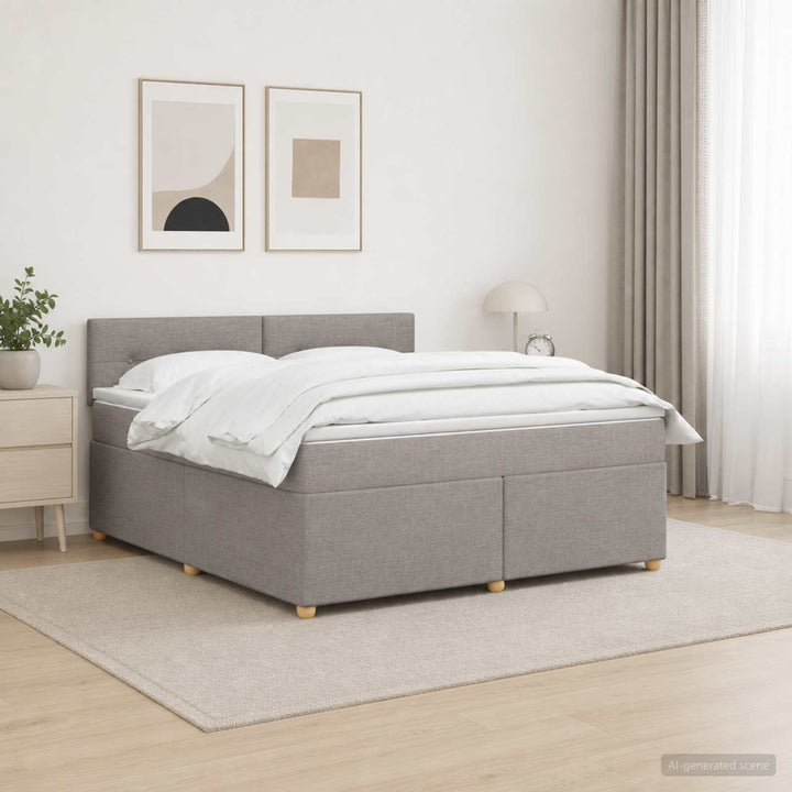 Boxmadras med topmadras Gråbrun 160 x 200 cm Stof