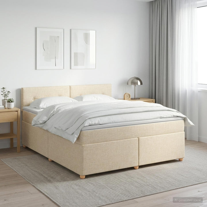 Boxmadras med topmadras Cremefarvet 140 x 200 cm Stof