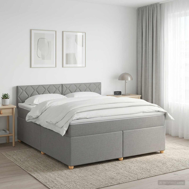 Boxmadras med topmadras Lysegrå 140 x 200 cm Stof