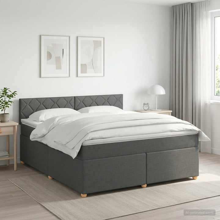 Boxmadras med topmadras Mørkegrå 160 x 200 cm Stof