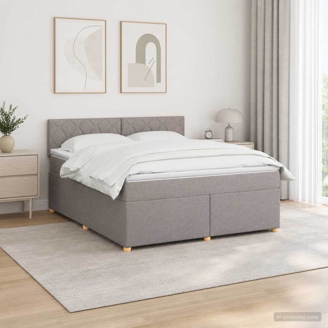 Boxmadras med topmadras Gråbrun 140 x 200 cm Stof