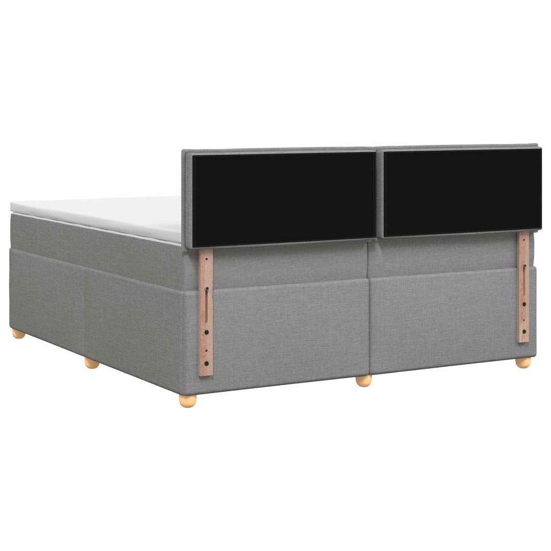 Boxmadras med topmadras Lysegrå 200 x 200 cm Stof