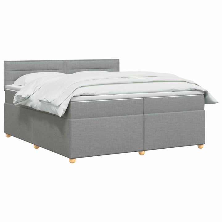 Boxmadras med topmadras Lysegrå 200 x 200 cm Stof