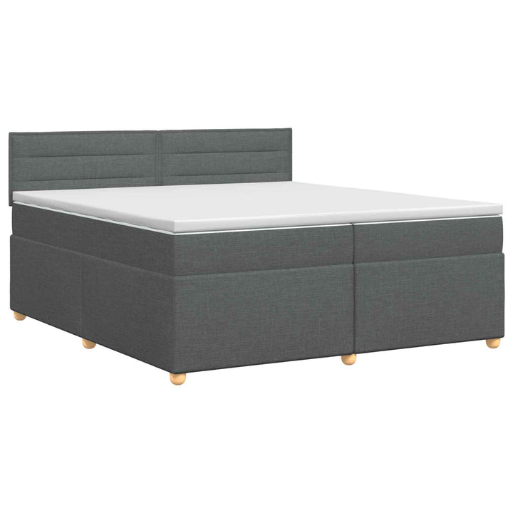 Boxmadras med topmadras Mørkegrå 200 x 200 cm Stof