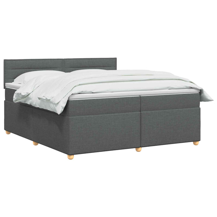 Boxmadras med topmadras Mørkegrå 200 x 200 cm Stof