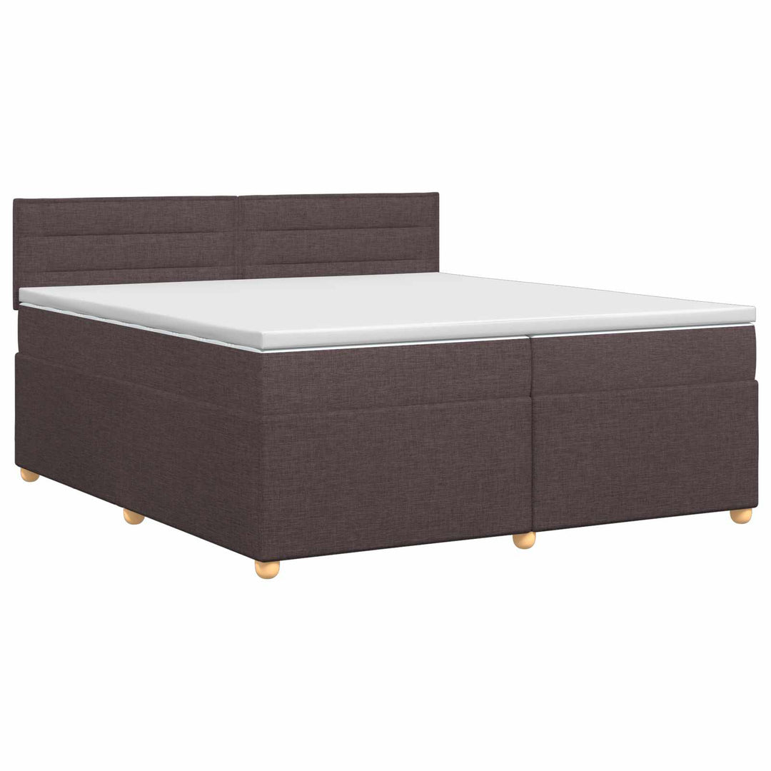 Boxmadras med topmadras Mørk Brun 200 x 200 cm Stof